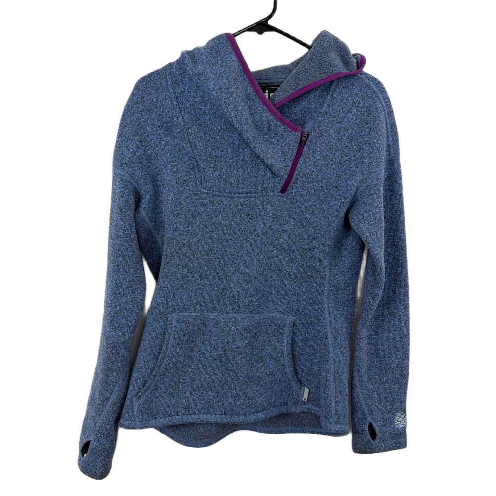 Stio Hoodie Womens Small Blue Sweetwater Fleece Pullover Outdoors Sweater Asym